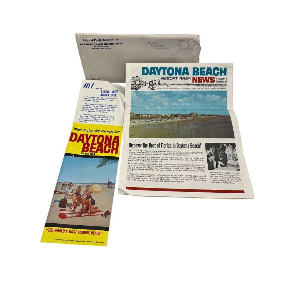 1960s Daytona Beach Florida Resort Area Brochure News Mailer NASCAR Apollo
